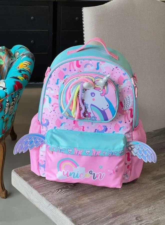 TEMSON School Backpack For Kids - Stylish Large Capacity School Bag For Kids, Travel, Camping, Burden-Relief School Backpack For Kids (U2055) (Unicorn - Pink) - Image 3